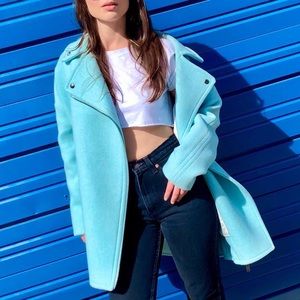 Banana Republic Wool Mint Green Moto Coat XS